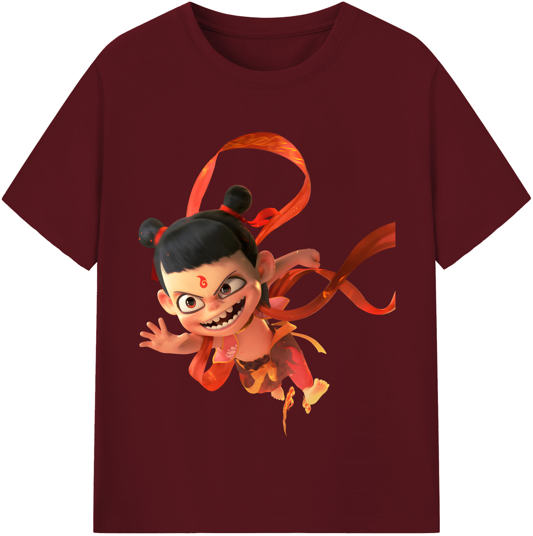 （画像用） Ne Zha 2 ナタ 魔童の大暴れ 綿100％半袖Tシャツ（フロントプリント）